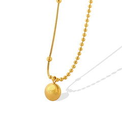 Polished Coin Pendant Mixed-Chain Necklace