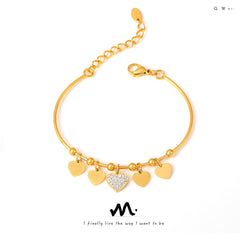 18K Gold-Plated Heart Charm Bracelet