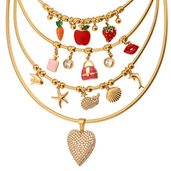 18K Gold-Plated Fruit Enamel Charm Necklace Designs