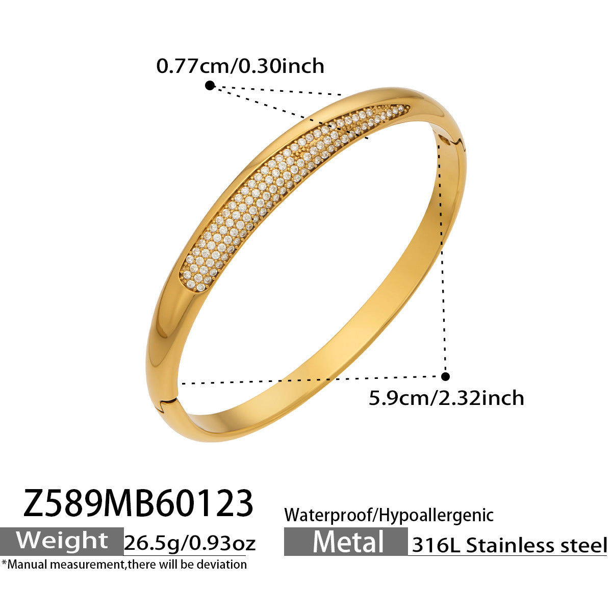 Cubic Zirconia Accent Clasp Bangle Bracelet