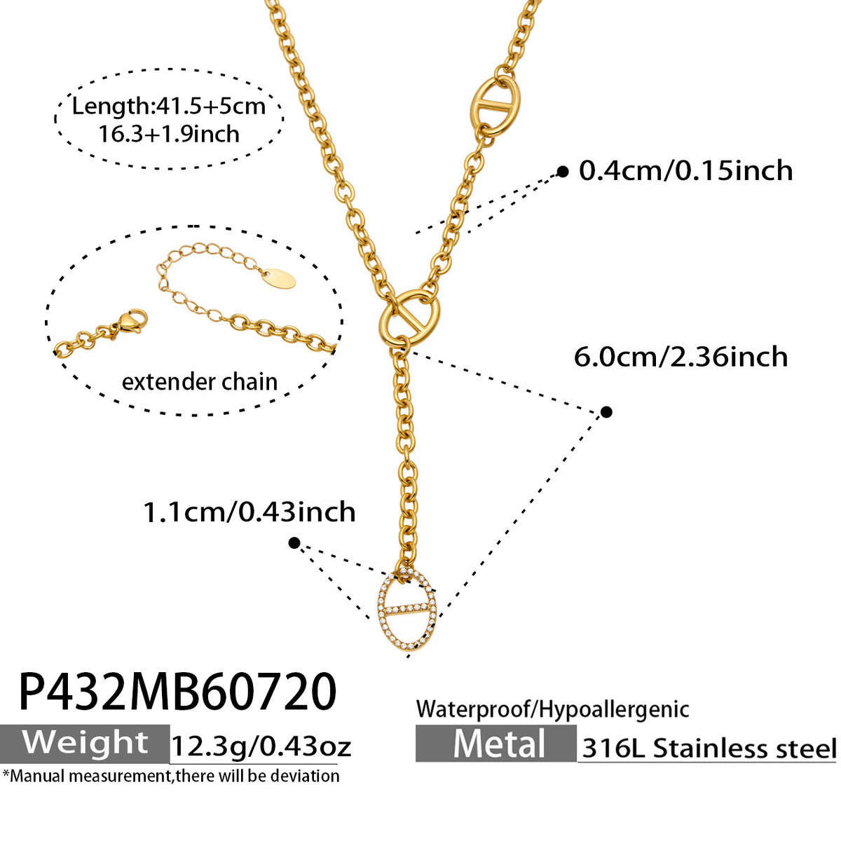 18K Gold-Plated Rectangle Cubic Zirconia Necklace