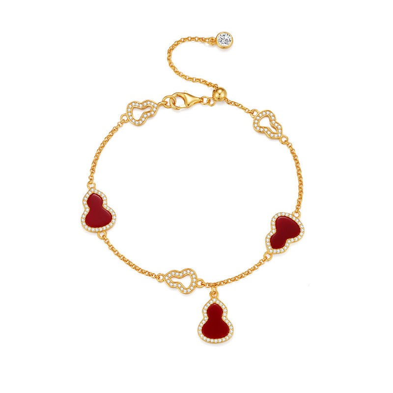 Daphne Dainty Red Agate Gourd Bracelet