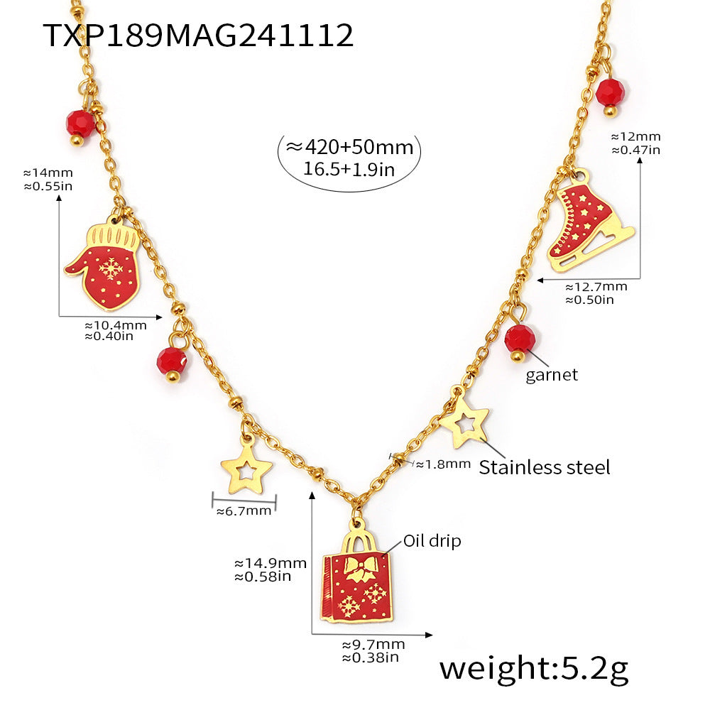 18K Gold-Plated Garnet & Enamel Holiday Jewelry