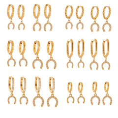 Gold-Tone Cubic Zirconia Horseshoe Charm Earrings