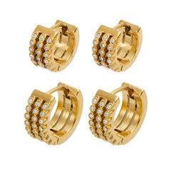 18K Gold-Plated Cubic Zirconia Three-Row Hoops