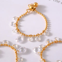 Crystal Accent Bead Chain Ring
