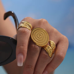 Textured Leaf or Spiral Stainless Steel Ring