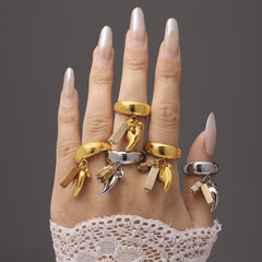 Sculptural Charm-Accent Ring