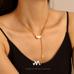 Enamel Bean Pendant Lariat Necklace