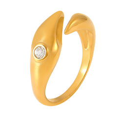 18K Gold-Plated Sculptural Stone-Accent Open Ring