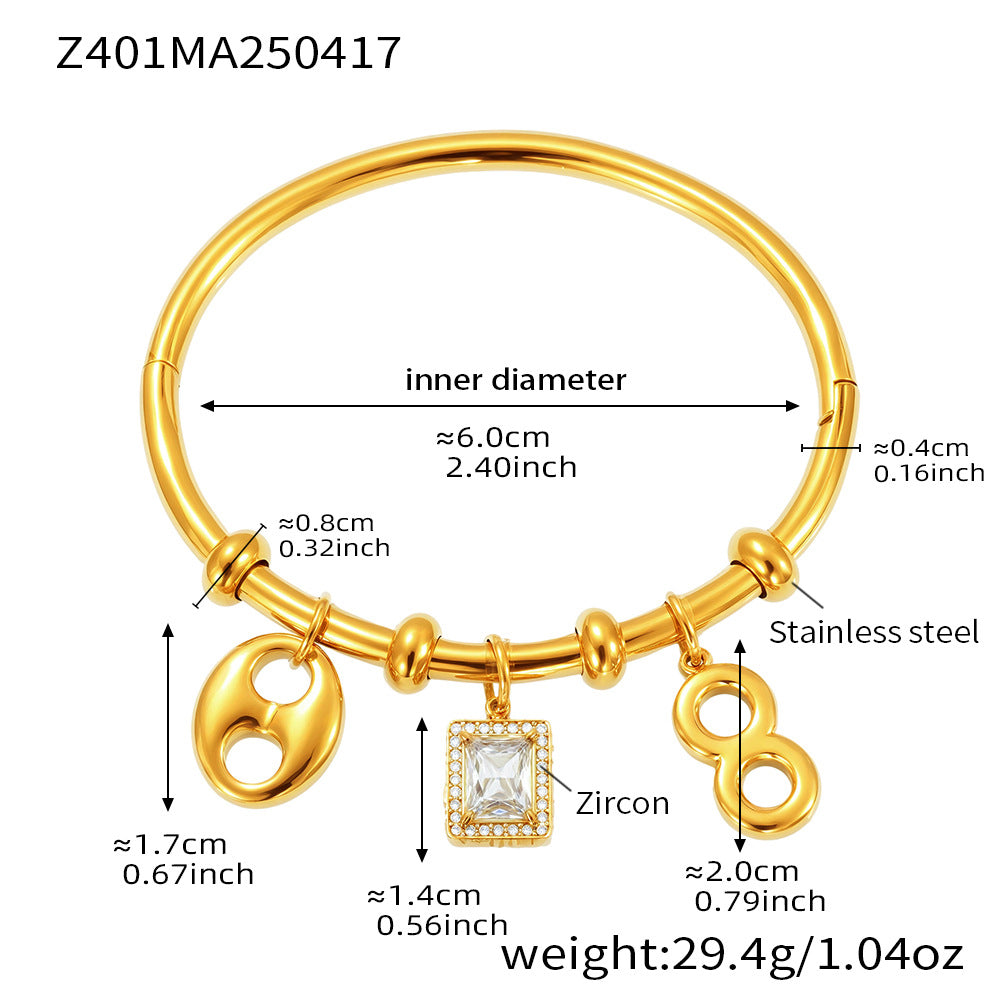 Cubic Zirconia Geometric Charm Cuff or Pendant