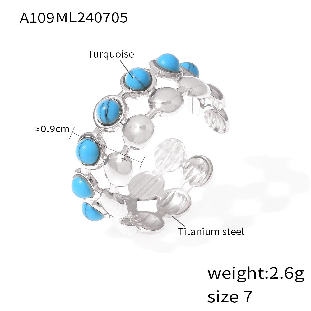 Blue Stone Accent Open Ring