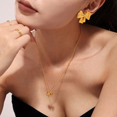 Bow Stud Earrings or Pendant Necklace