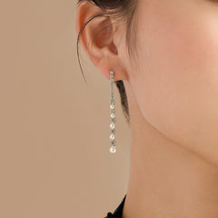 Nicolette Pearl Pavé Tassel Drop Earrings