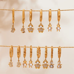 18K Gold-Plated Animal Charm Hoop Earrings