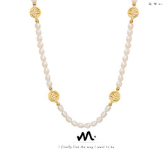 18K Gold-Plated Freshwater Pearl Symbol Charm Necklace