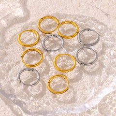 Cubic Zirconia Small Stainless Steel Hoop Earrings