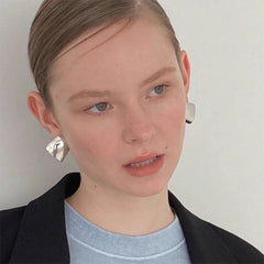 Daphne Brushed Square Stud Earrings