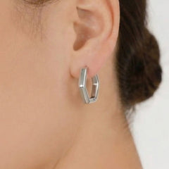 Gold-Tone Hexagonal Hoop Earrings