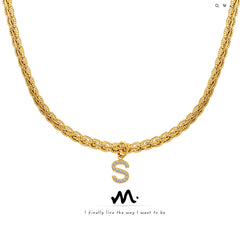 Cubic Zirconia Initial Letter Chain Necklace