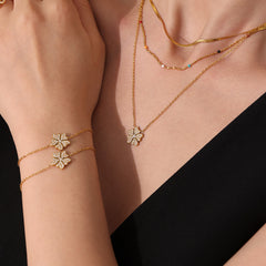 Cubic Zirconia Flower Necklace or Bracelet
