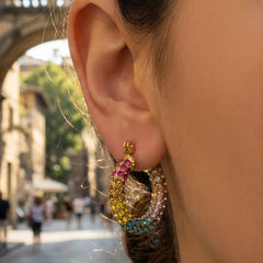 Rainbow Cubic Zirconia Hoop Earrings