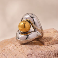 Sculptural Double-Layer Ball Ring