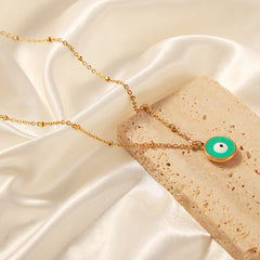 Color Enamel Evil Eye Pendant Necklace