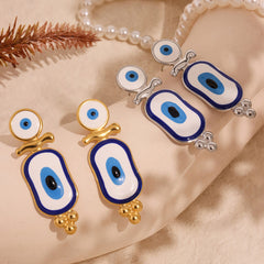 Enamel Blue Eye Drop Earrings