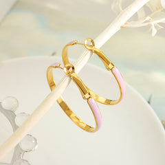 Pastel Enamel Large Hoop Earrings