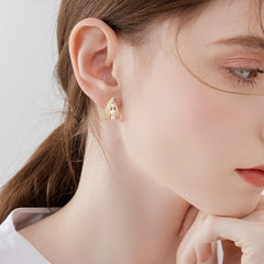 Marielle Vintage-Inspired Pearl Pavé Stud Earrings No. 000443