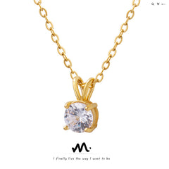Round Cubic Zirconia Pendant Necklace