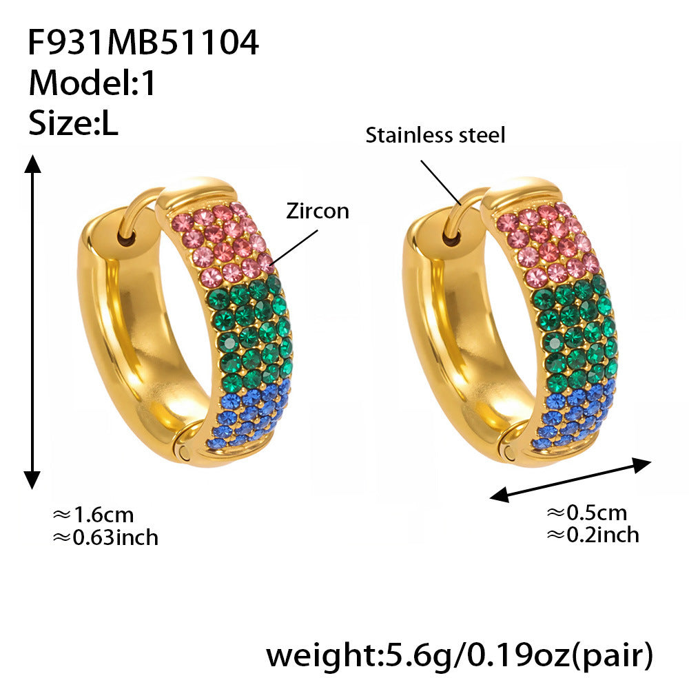 18K Gold-Plated Color Cubic Zirconia Hoop Earrings