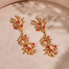 Gold-Tone Coral Branch Earrings
