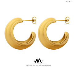 18K Gold-Plated Polished Crescent Hoop Earrings