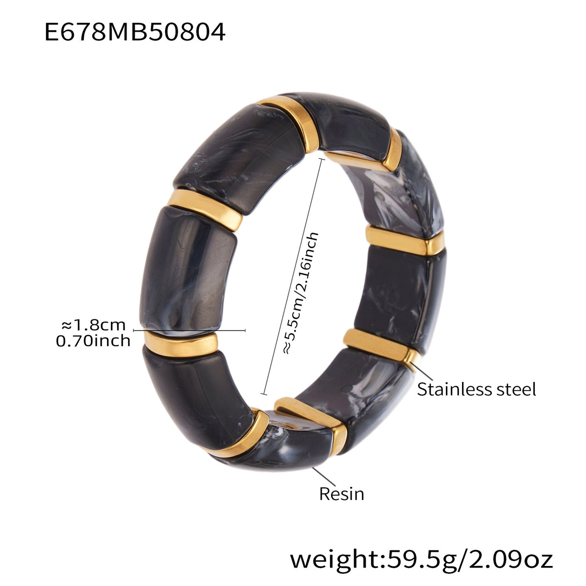 Color Resin Wide Stretch Bracelet