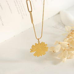 Gold-Tone Flower Pendant Long Necklace