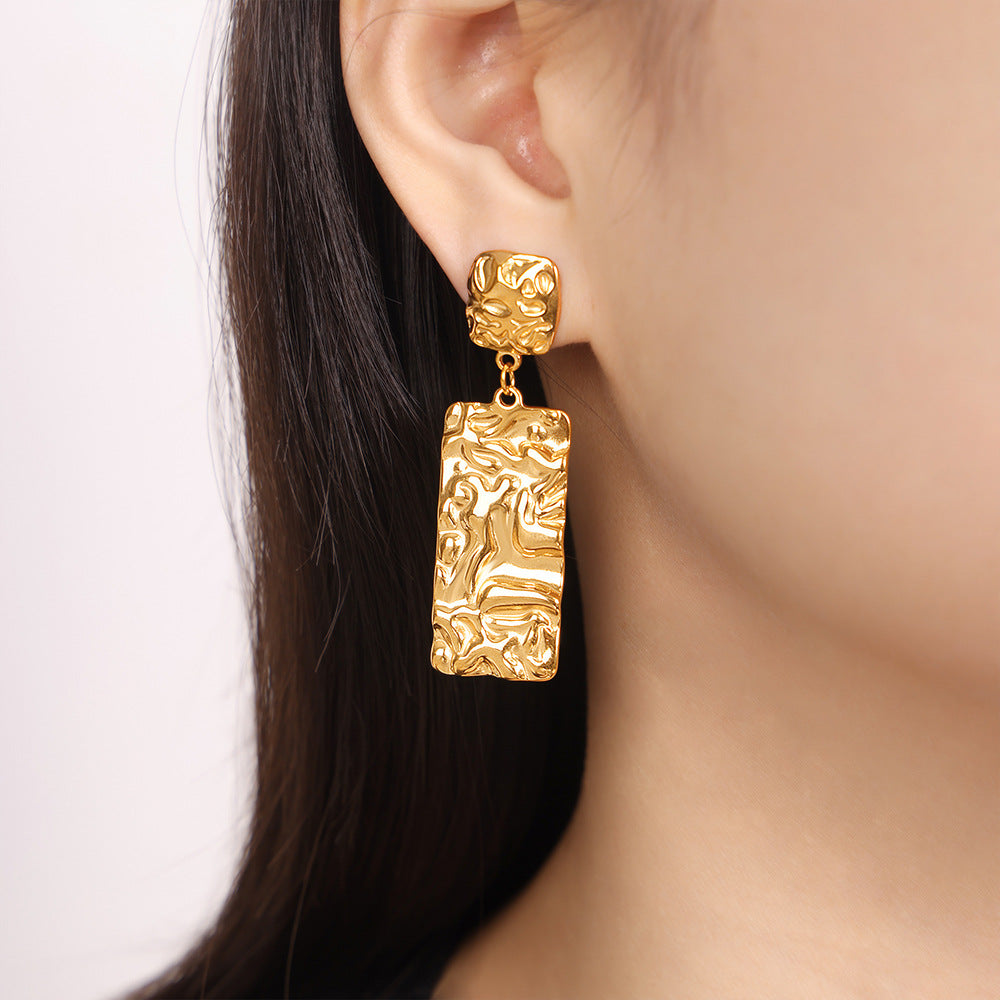 Textured Rectangular Drop Earrings