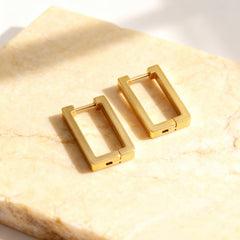 18K Gold-Plated & Rose Gold-Tone Rectangular Hoops