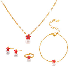 Star & Shell Pearl-Look Necklace, Bracelet, Ring & Earrings
