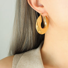 Wide U-Shaped Stainless Steel Hoop Earrings