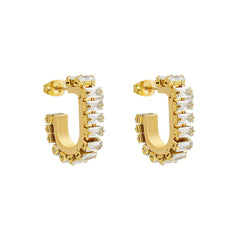 Cubic Zirconia U-Shaped Hoop Earrings