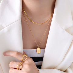 18K Gold-Plated Starburst Coin Layered Necklace