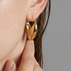 18K Gold-Plated Heart-Shaped Hoop Earrings