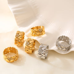18K Gold-Plated Heart Detail Ring