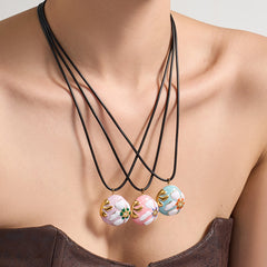 18K Gold-Plated Enamel Floral Cord Necklace