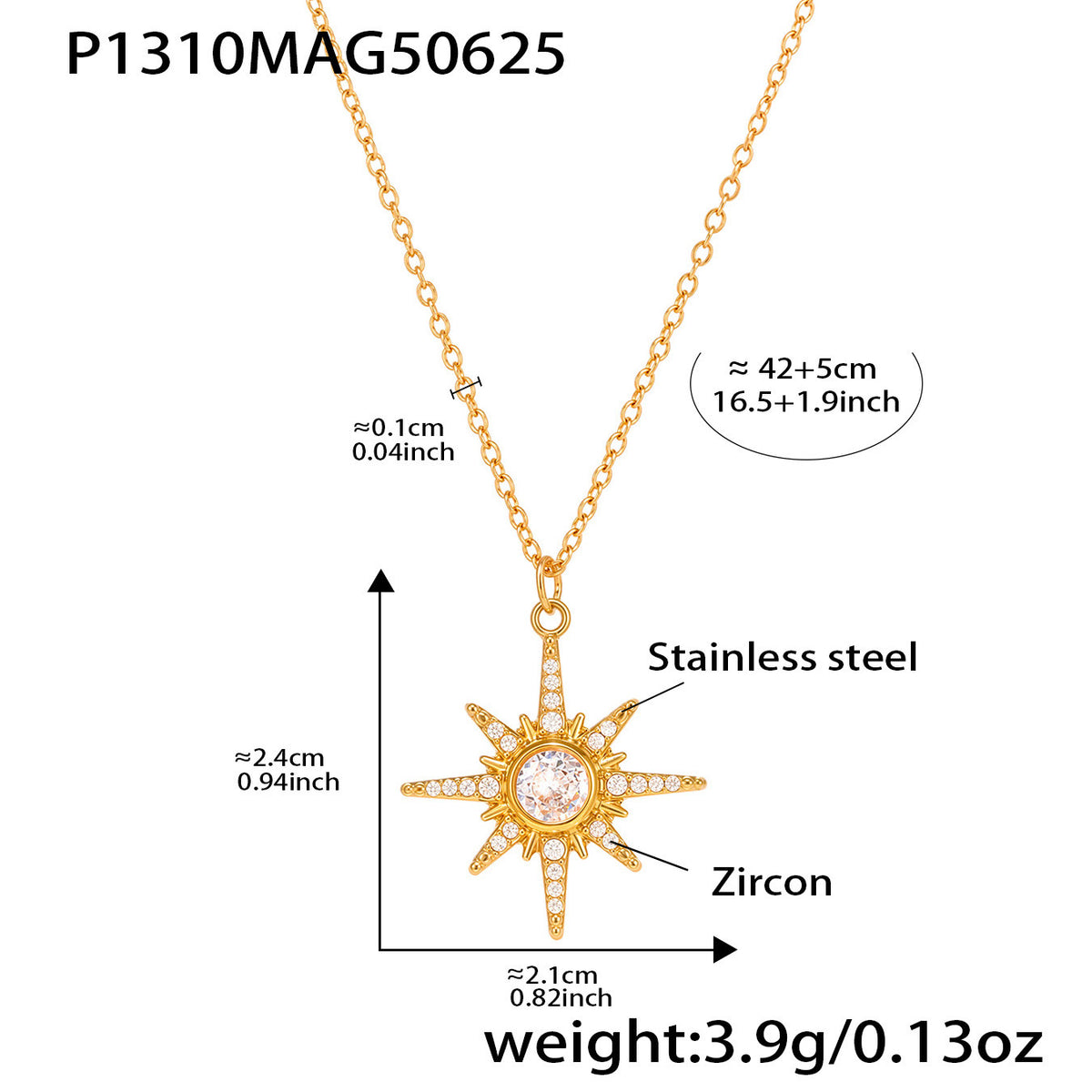 18K Gold-Plated Cubic Zirconia Starburst Necklace