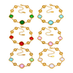 18K Gold-Plated Faceted Glass Link Bracelet