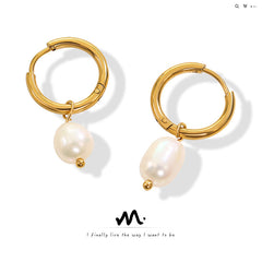 18K Gold-Plated Freshwater Pearl Hoop Earrings