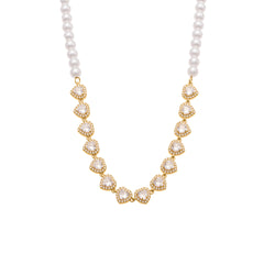 18K Gold-Plated Shell Pearl-Look and Heart Necklace